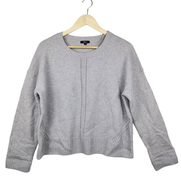 Rails "Presley" Dove Gray Cashmere Wool Blend Pullover Round Neck Sweater M - Picture 4 of 10